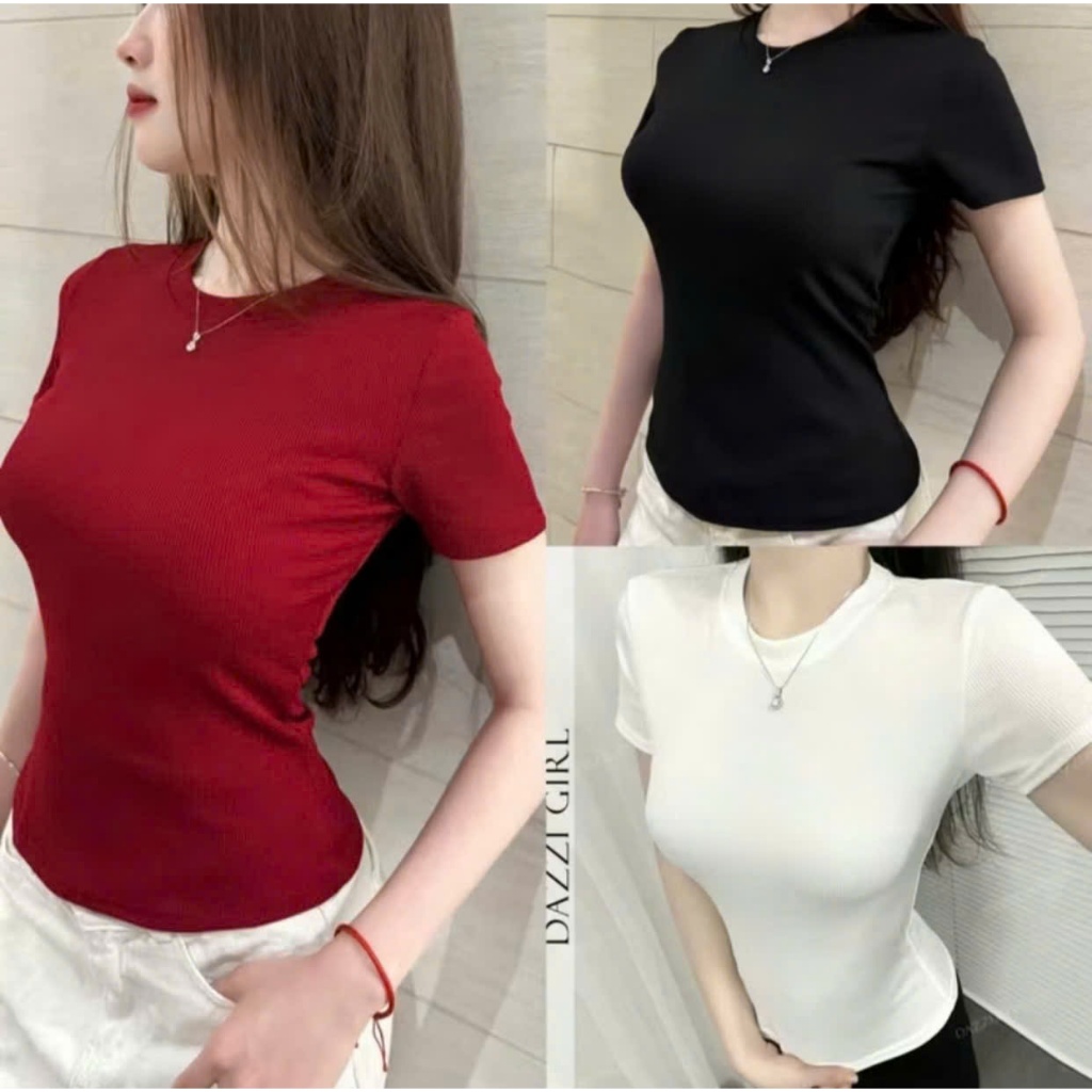 ÁO THUN TĂM CỔ TRÒN (COMBO 3 ÁO NỮ CỔ TRÒN)ÔM BODY  TÔN DÁNG