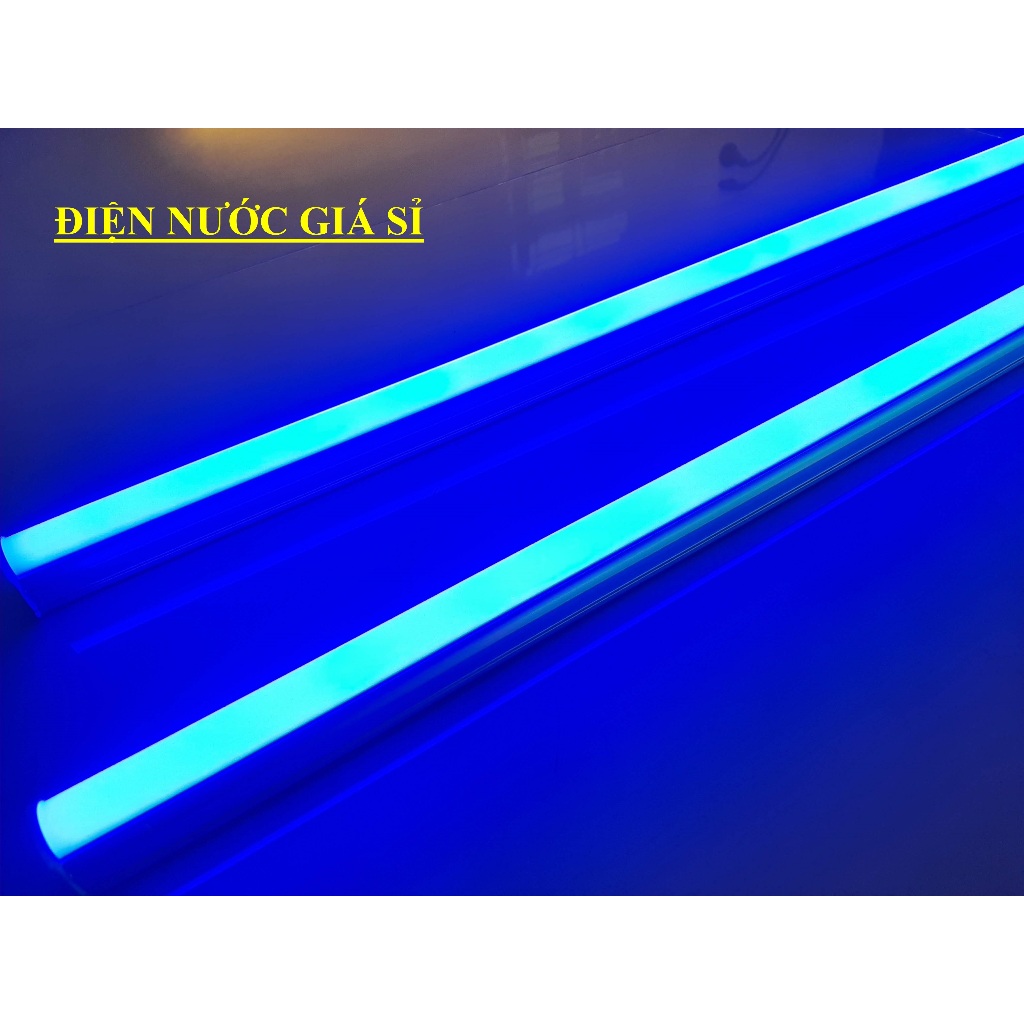 Đèn led tuýp nhựa T5 dài 1m2 liền máng màu xanh dương, dùng trang trí tủ kính, hắt trần (đặt mua từ 