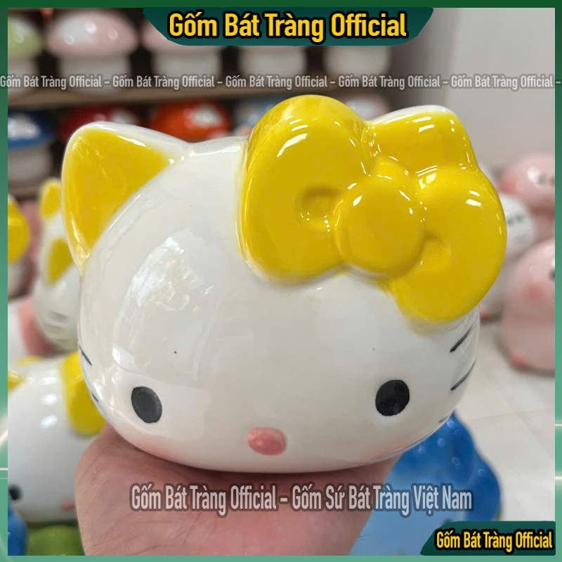 Heo Đất Tiết Kiệm Hình Hello Kitty, ống tiết kiệm tiền mèo kitty siêu kute đáng yêu gốm sứ Bát Tràng