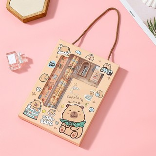  Bộ Dụng Cụ Học Tập 6 Món Hộp Giấy Giáng Sinh Noel Gồm 2 Bút Chì + Tẩy + Thước Kẻ + Gọt Bút Chì + Sổ Ghi Chép 