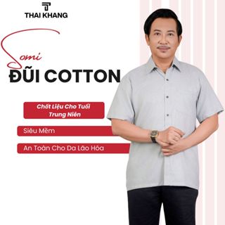 Áo sơ mi ngắn tay nam trung niên THÁI KHANG vải đũi siêu mát form rộng rãi thoải mái cho bố ATK29