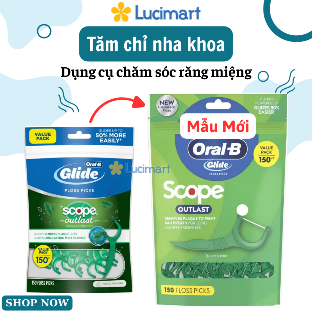 Tăm chỉ nha khoa Oral-B Complete Glide Plus Scope Outlast Floss [Hàng Mỹ]