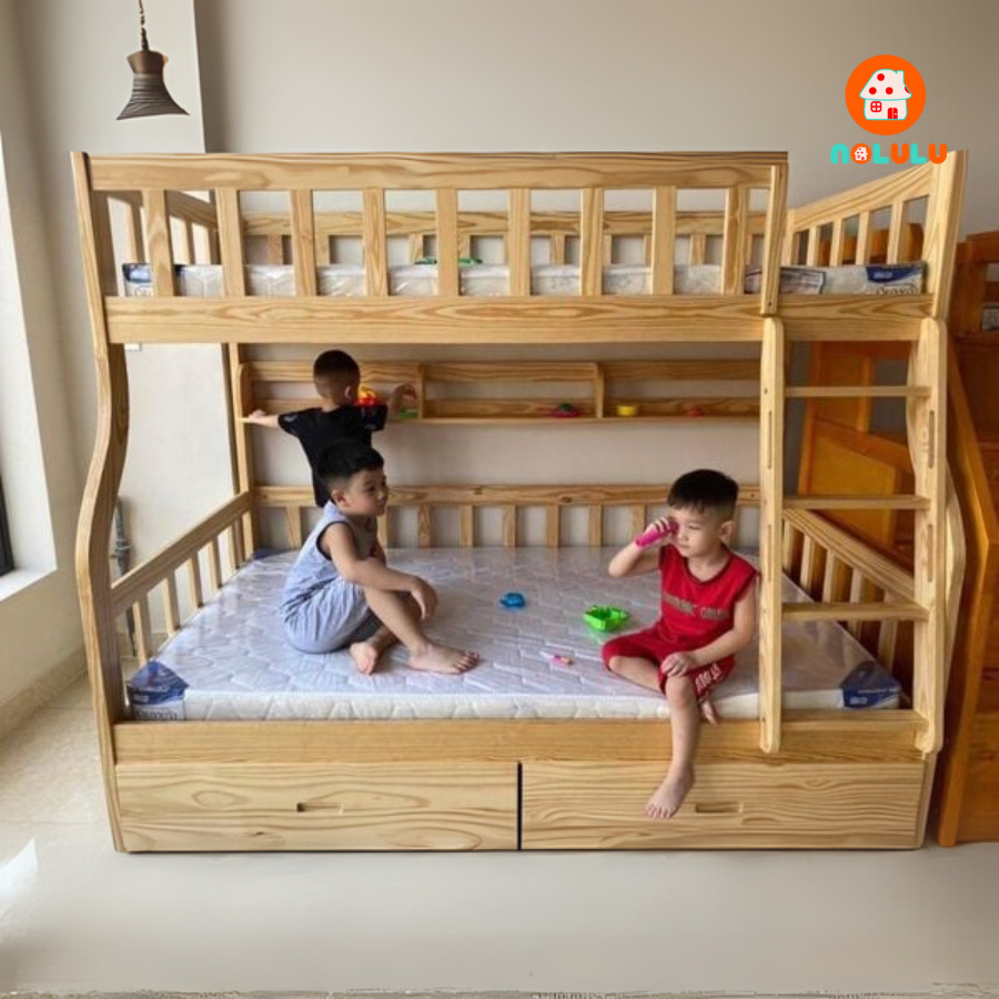 Giường 2 Tầng Kèm 2 Hộc Kéo Cao Cấp ANGEL - (1m/1m2 - 1m2/1m4)