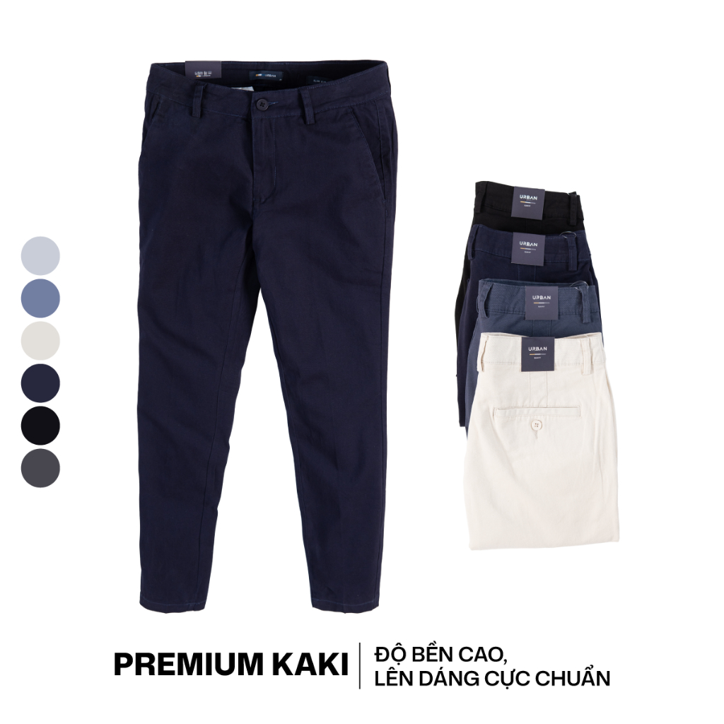 Quần Dài Kaki Nam Urban Vải Kaki Cao Cấp Độ Bền Cao, Co giãn nhẹ Bền Màu Phom…