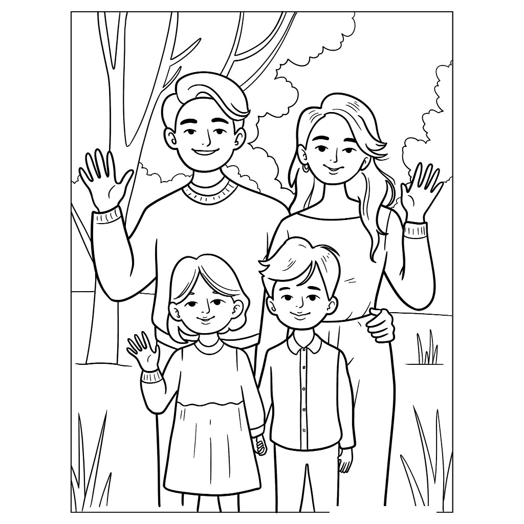 Bộ 50 Tranh Tô Màu chủ đề Gia Đình hạnh phúc, dễ thương cho bé Đồ Chơi Giấy A4, A5 mã TM697