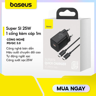 Bộ Sạc Nhanh Baseus Super Si 25W 1 Cổng Type-C Kèm Cáp Type-C to C 1M – Hỗ Trợ PD, Sạc Nhanh Cho Samsung Xiaomi