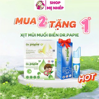   COMBO 2 HỘP TẶNG NƯỚC MUỐI   Gạc rơ lưỡi dr papie vệ sinh răng miệng cho bé từ sơ sinh và trên 1 tuổi  hộp 30 gói  
