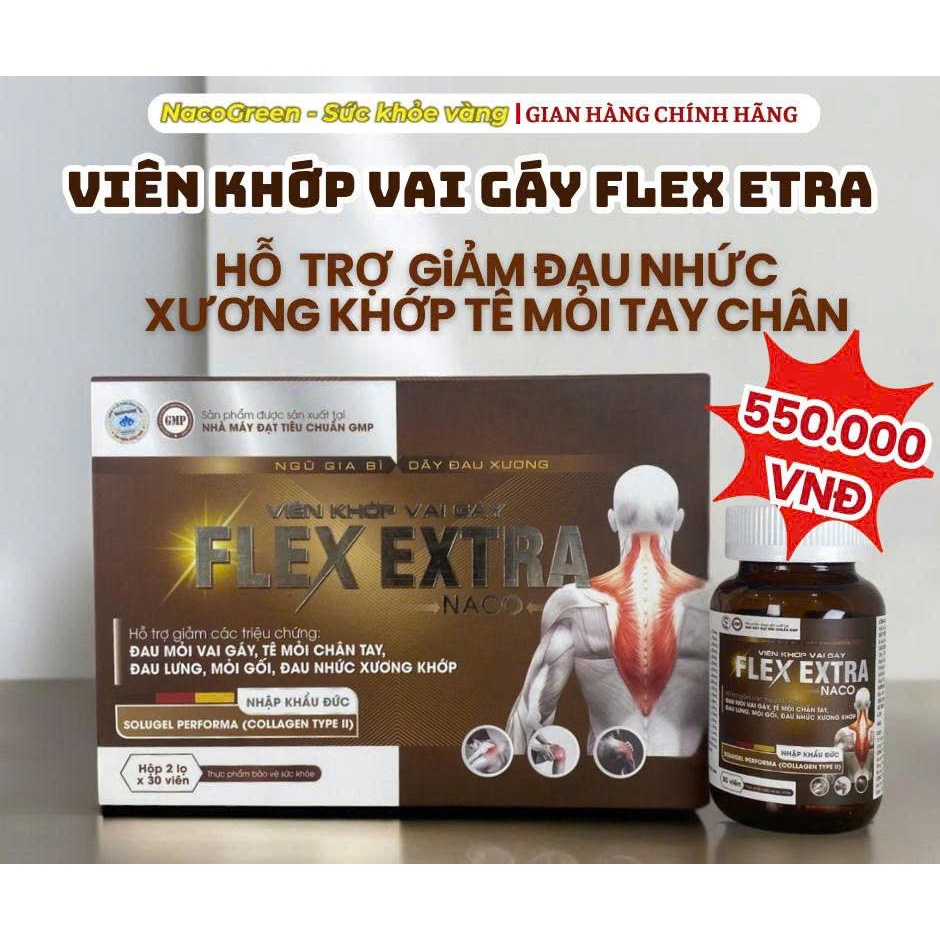 Viên Khớp Vai Gáy, Hỗ trợ đau mỏi vai gáy,đau lưng, mỏi gối, đau nhức xương khớp FLEX EXTRA NACO