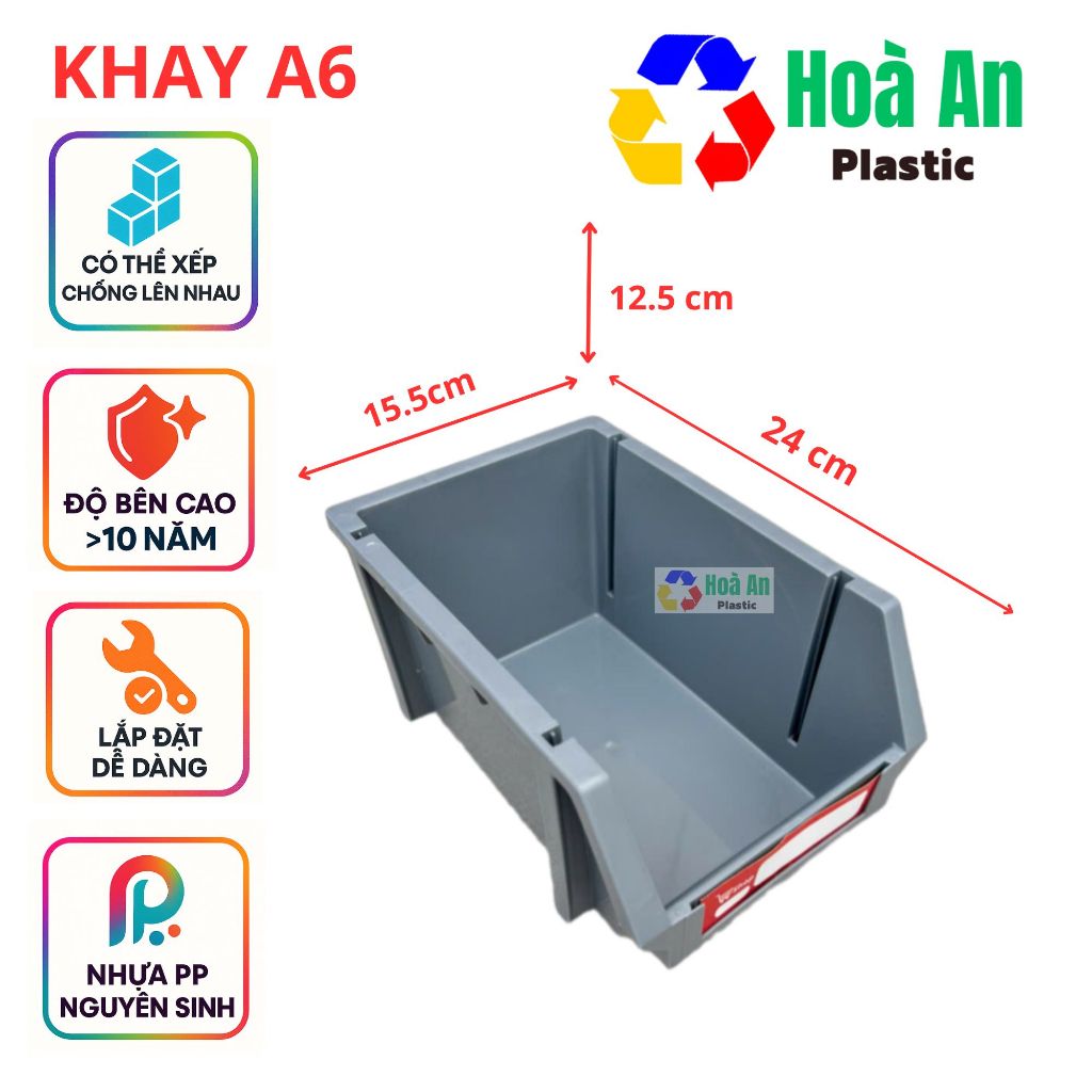 Khay nhựa A6  kt24x15.5x12.5cm đựng đồ nghề linh kiện kim khí......1 KHAY A6...