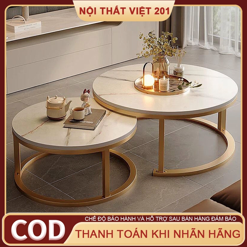  Bàn Sofa Bàn Trà Vân Đá Bàn Để Cạnh Sofa Phòng Khách Bàn Decor Dáng Tròn Phong Cách Bắc Âu 