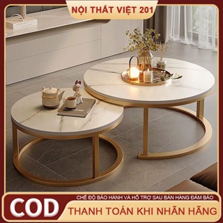  Bàn Sofa Bàn Trà Vân Đá Bàn Để Cạnh Sofa Phòng Khách Bàn Decor Dáng Tròn Phong Cách Bắc Âu 