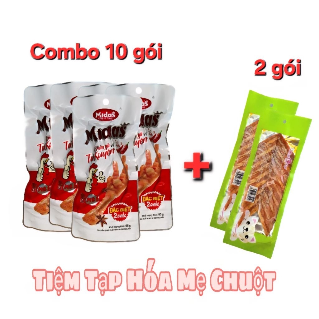 COMBO 10 gói tặng 2 gói mèo xanh, Chân gà Đặc Biệt 68g loại 2 chân 1gói, chân gà cay Tứ Xuyên, Chân 