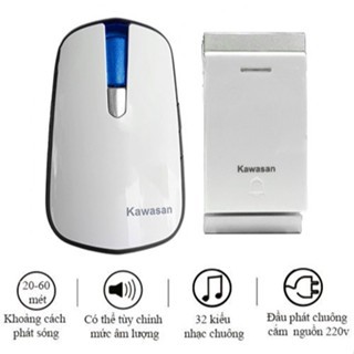 Chuông cửa không dây DB818 (Nút nhấn không dùng pin- tự kích sóng tới chuông) chuông báo - Kawasan (