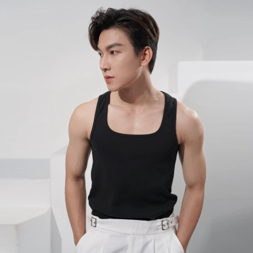 Áo ba lỗ nam Verationo cổ vuông chất zip cotton thoáng mát, thấm hút mồ hôi tốt