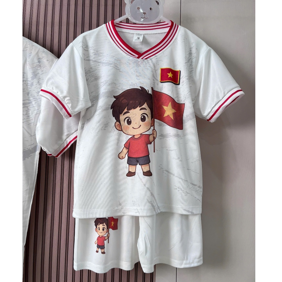 Quần Áo Bóng Đá -Áo Đá Bóng Đội Tuyển Việt Nam Màu Trắng- Chất Thun Lạnh -Nhận In Tên Số Size 8-95kg