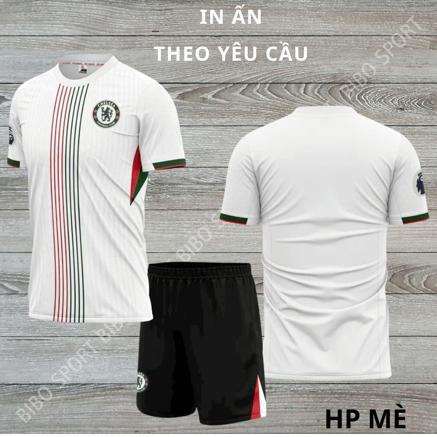 Quần Áo Bóng Đá Chelsea Trắng - Vải Mè HP – In Tên Số Theo Yêu Cầu BIBO SPORT