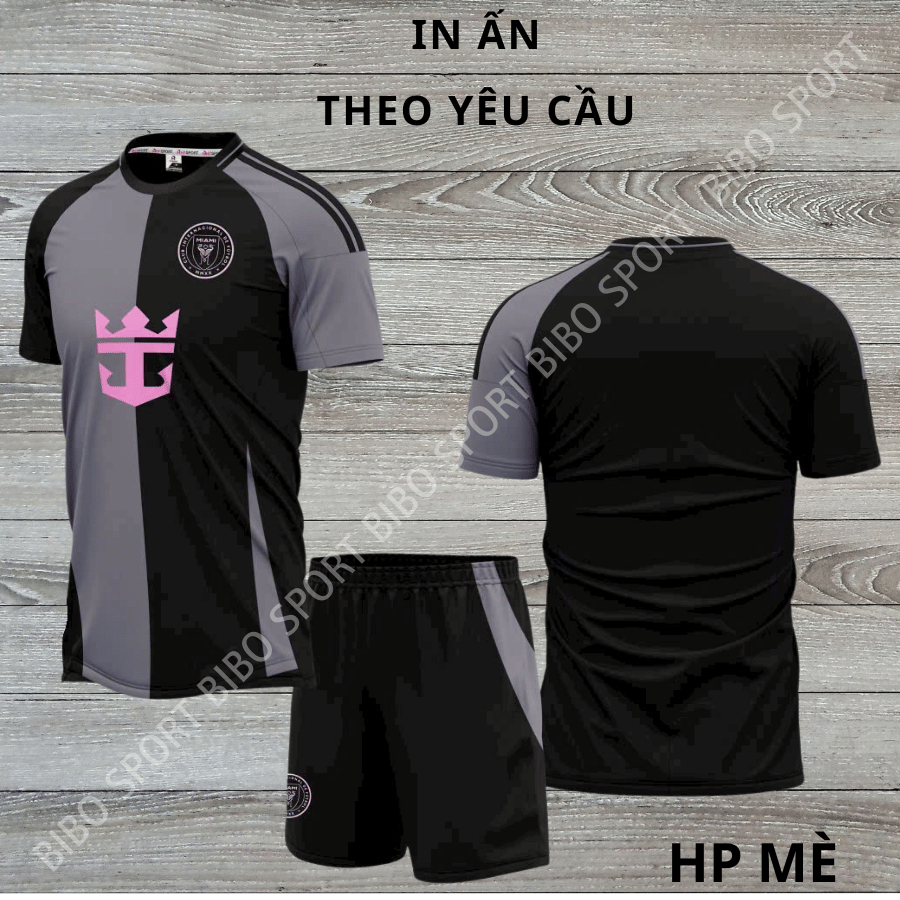 Quần Áo Bóng Đá Miami Đen - Vải Mè HP – In Tên Số Theo Yêu Cầu BIBO SPORT