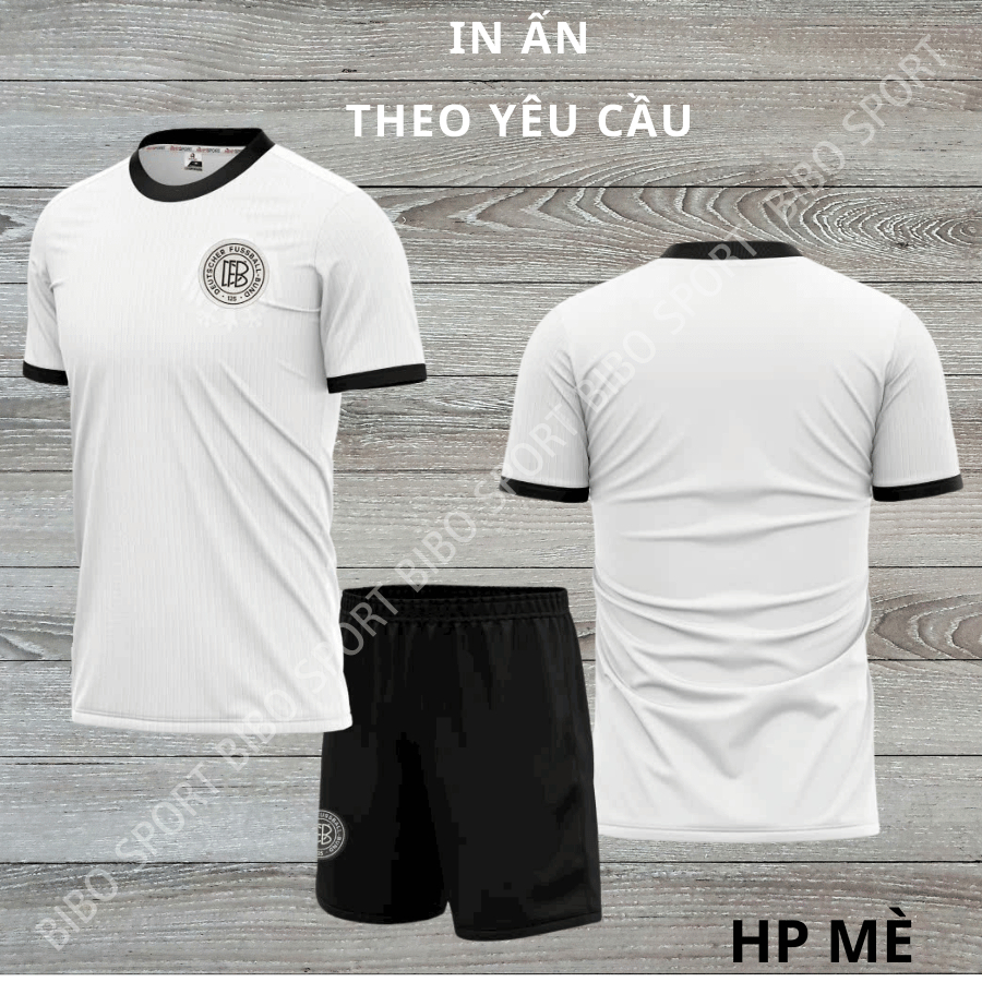 Quần Áo Bóng Đá Đức Trắng - Vải Mè HP – In Tên Số Theo Yêu Cầu BIBO SPORT