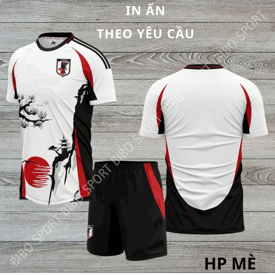 Quần Áo Bóng Đá Nhật Bản Trắng - Vải Mè HP – In Tên Số Theo Yêu Cầu BIBO SPORT