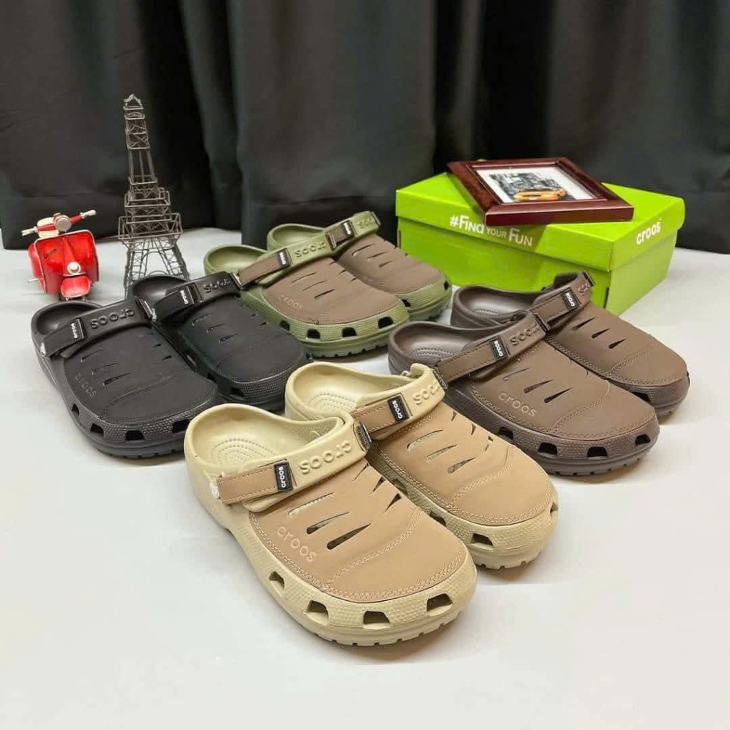 Dép Sục Cross Yukon Mesa Clog nam xuất xịn dạng sục phối da đế chống trơn trợt màu đen