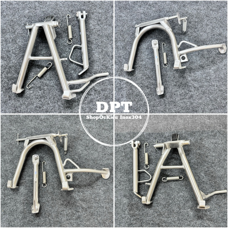 [HÌNH THẬT] COMBO Chống đứng chống nghiêng Inox304 kèm lò xo gắn cho nhiều dòng xe số và tay ga(Vari