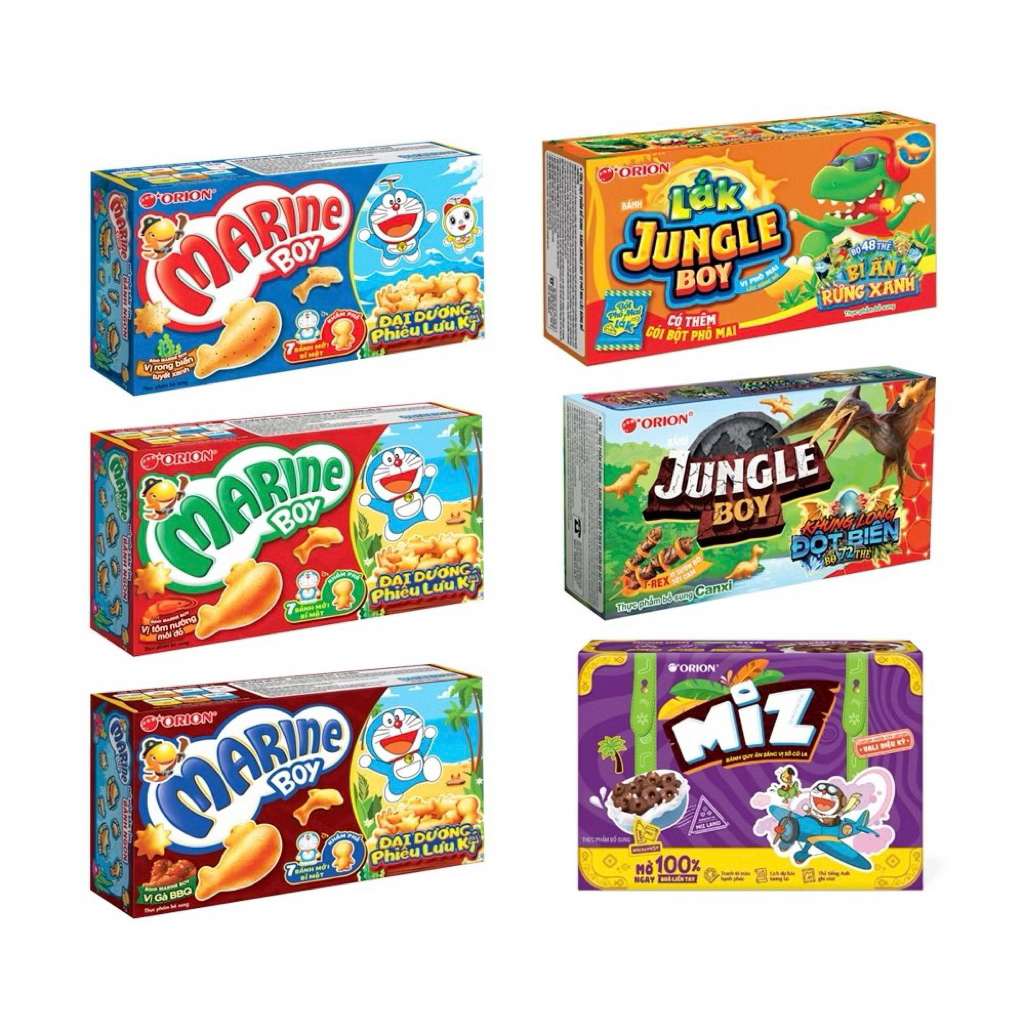 Snack Bánh cá Marine Boy Bánh khủng long Jungle Boy và Bánh quy ăn sáng Miz Orion đủ vị
