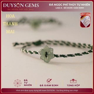  Vòng tay ngọc phỉ thúy tự nhiên Jade Type A hình bông hoa Thanh Mai dây bện Duyson Gems 