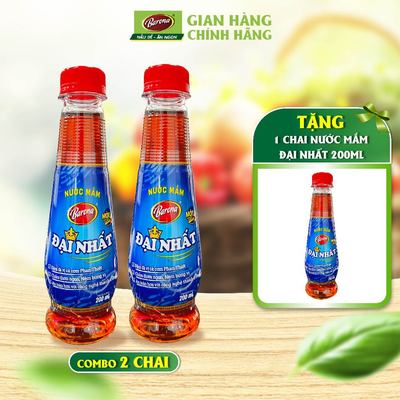 Combo 2 Chai Nước Mắm Barona Đại Nhất 12 độ đạm 200ml + Tặng 1 chai nước mắm Đại Nhất 200ml
