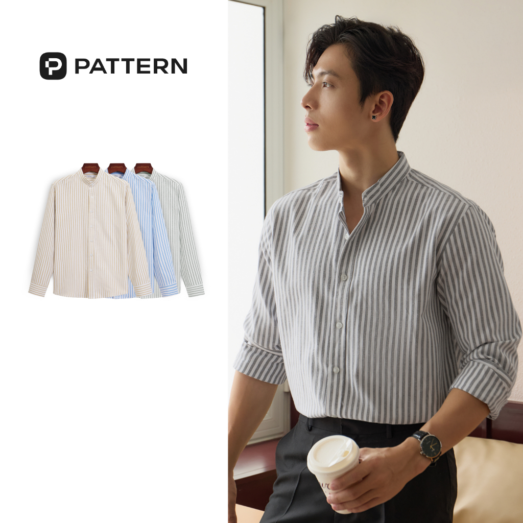 Áo Sơ Mi Cổ Tàu Dài Tay Kẻ Sọc Oxford PATTERN PA043