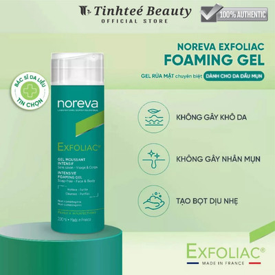Gel Rửa Mặt Sạch Sâu Dịu Nhẹ Dành Cho Da Dầu Mụn Noreva Exfoliac Intensive Foaming 200ml LIVE