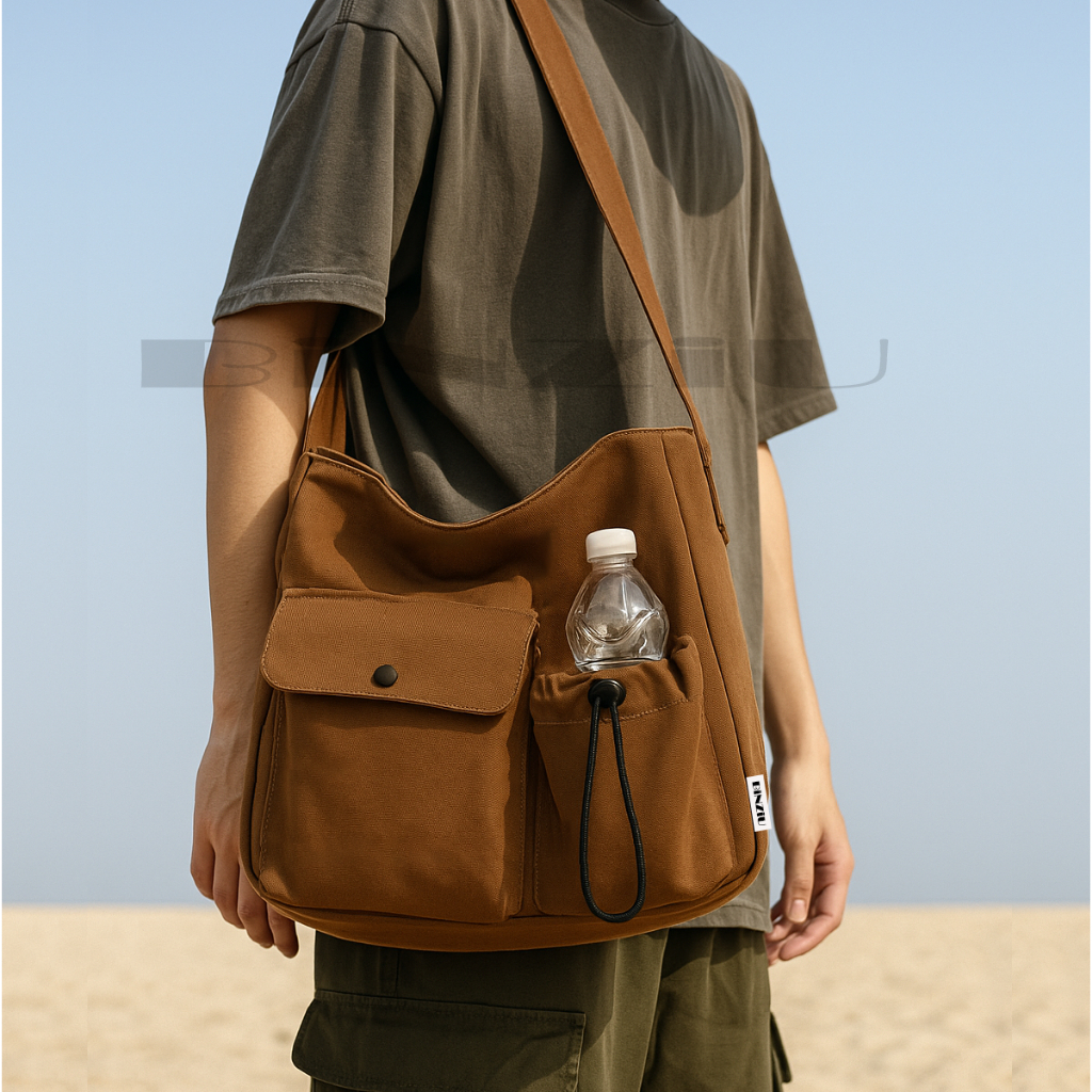 Túi Đeo Chéo Canvas Thời Trang Unisex Đi Học Đi CHơi Phong Cách H&R-BiNZiU