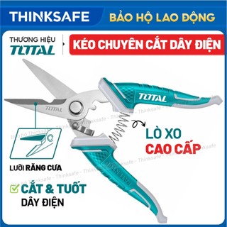  Kéo cắt dây điện Total THT118871 kìm thợ điện 200mm thép không gỉ lưỡi kéo có răng kéo cắt kẽm cắt cáp - Thinksafe 