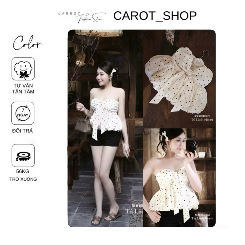 ( XẢ KHO CÒN ÍT ) 𝐀𝐓𝟎𝟐 Áo cúp phối nơ bồng bềnh tiểu thư sang chảnh by CarrotShop | BigBuy360 - bigbuy360.vn