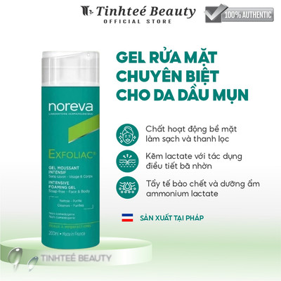 Gel Rửa Mặt Sạch Sâu Dịu Nhẹ Dành Cho Da Dầu Mụn Noreva Exfoliac Intensive Foaming 200ml