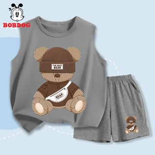 Đồ bộ bé trai BOBDOG áo ba lỗ quần thun cotton mới -BD-KS29 in hình GẤU cute cho bé