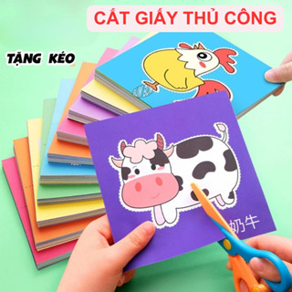  Đồ chơi cắt giấy thủ công cho bé kèm kéo an toàn giáo dục sớm phát triển vận động  Tặng Kéo  