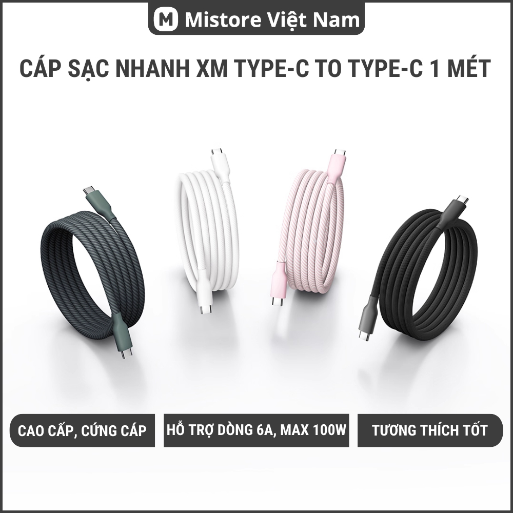 Dây sạc XIA0Ml C to C- USB-C to USB-C -Cáp sạc nhanh 1m hỗ trợ sạc nhanh