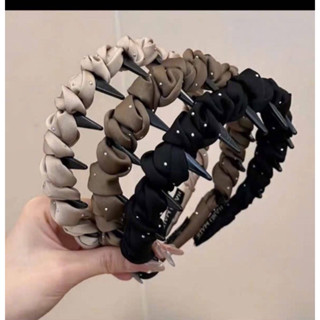 Băng đô xược xoắn vặn thừng phồng tóc cao cấp cho nữ, băng đô sóng chống trượt vải satin đính hạt