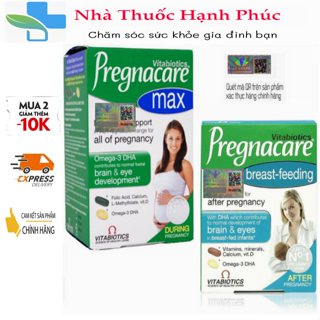  Vitamin Tổng Hợp Bầu của Anh Pregnacare Max 84v và Pregnacare Breast-Feeding cho mẹ sau sinh 84v 