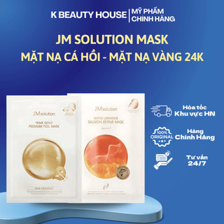Hộp 5 Miếng Mặt Nạ Cá Hồi Mặt Nạ Vàng 24K JM Solution Mask Nâng Cơ, Căng Bóng, Trẻ Hóa Da 30ml