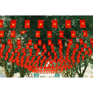 Cờ dây sao, cờ dây tổ quốc, chất liệu vải phi bóng (khohuongvuong)