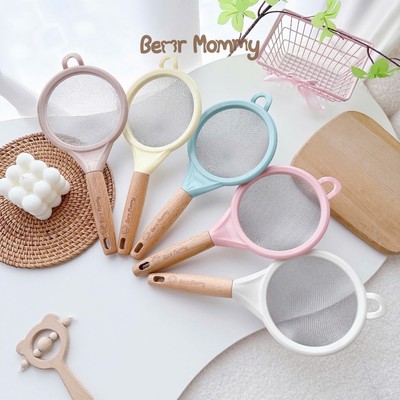 Rây lọc cháo KidAndMom size 12cm chất liệu inox tay cầm cán gỗ cho bé chắc chắn
