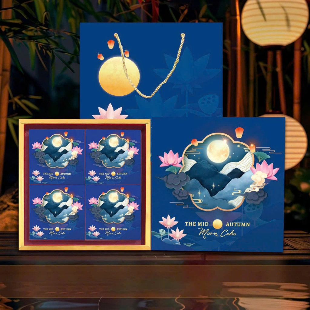 Combo 4 bánh trung thu 150gr 1 trứng kèm Hộp