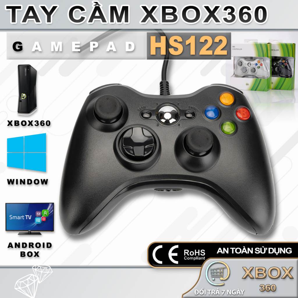 Tay Cầm Chơi Game HS122, XBOX360, PC, PS3, Có Rung, USB
