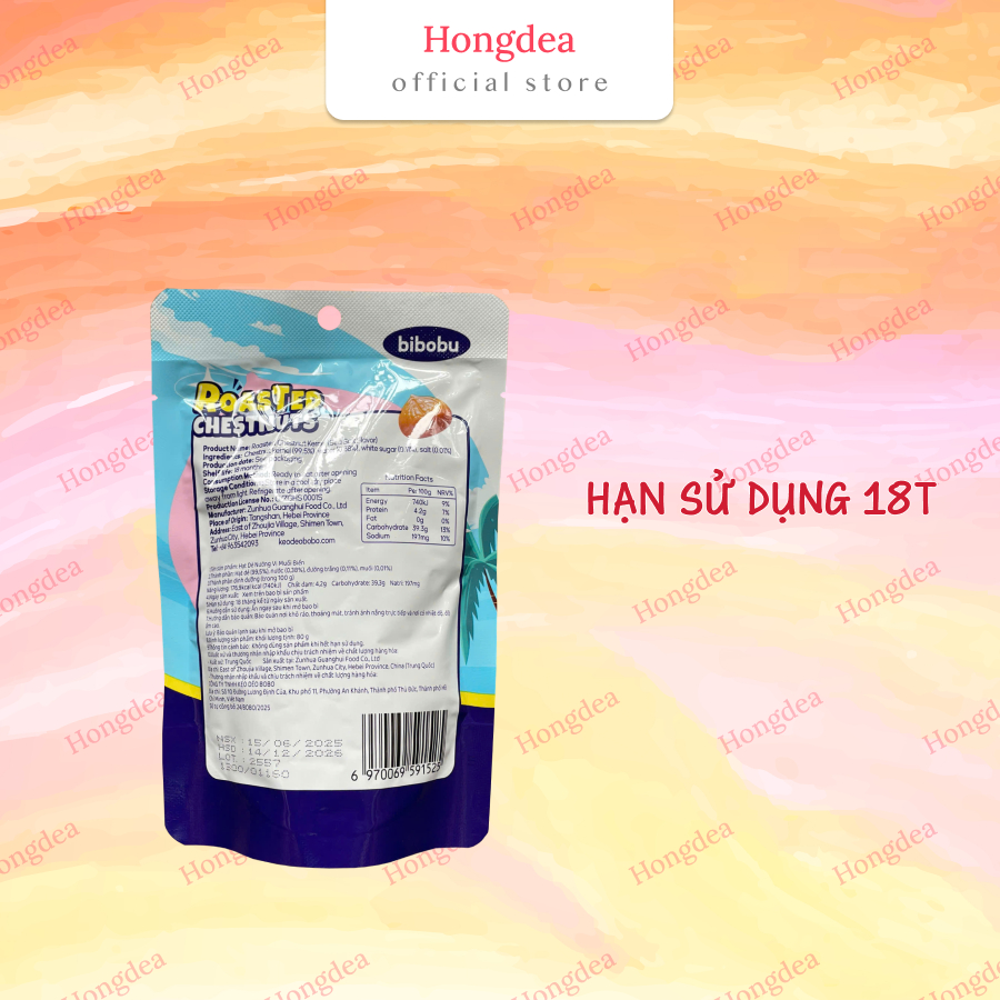 Hạt dẻ nướng Bibobu gói 80g hàng nhập khẩu - Hongdea Mart | BigBuy360 - bigbuy360.vn