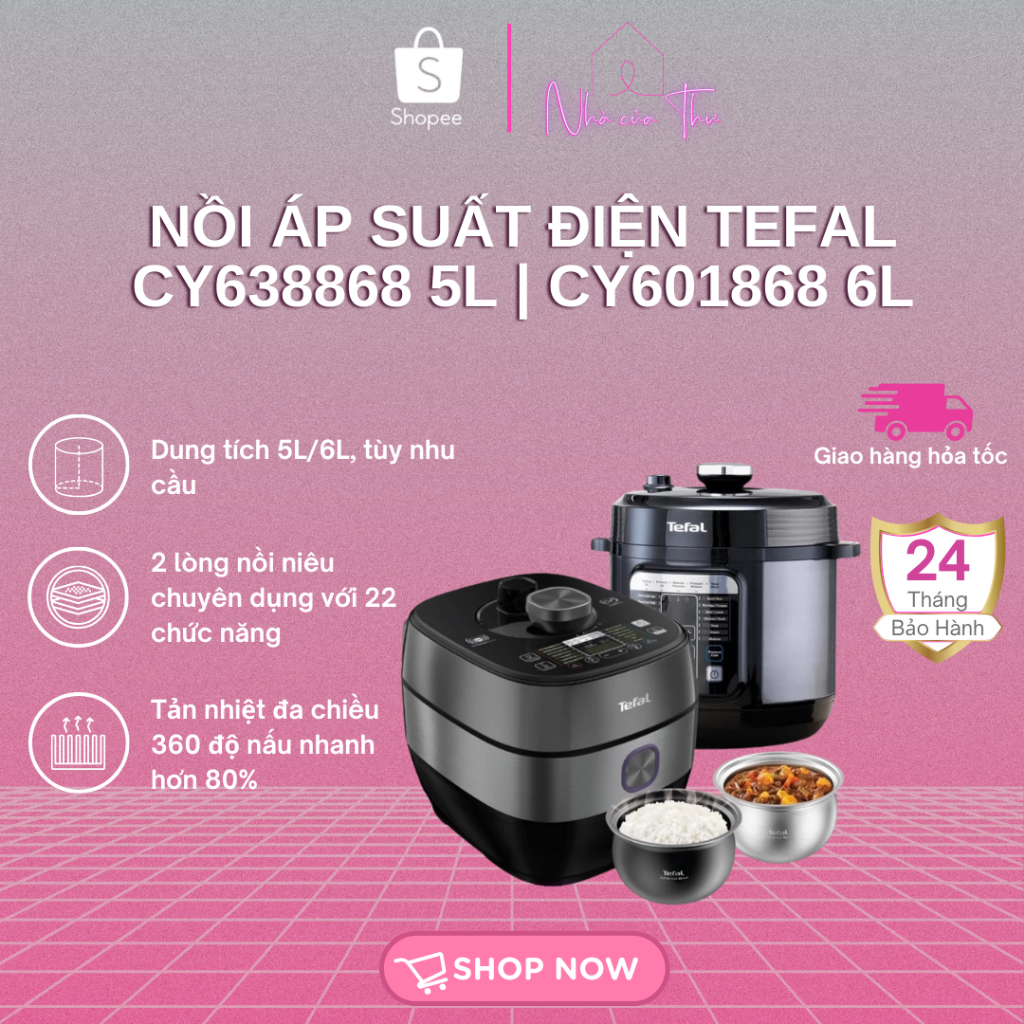 Nồi áp suất điện Tefal CY638868 5L / CY601868 6L - Hàng Chính Hãng Bảo Hành 24 Tháng