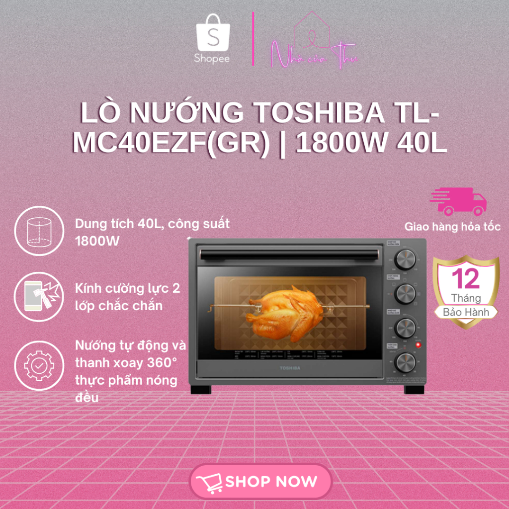 Lò nướng Toshiba TL-MC40EZF(GR) 40L | 6 chế độ nướng, Công nghệ làm nóng chân không - BH 12 Tháng