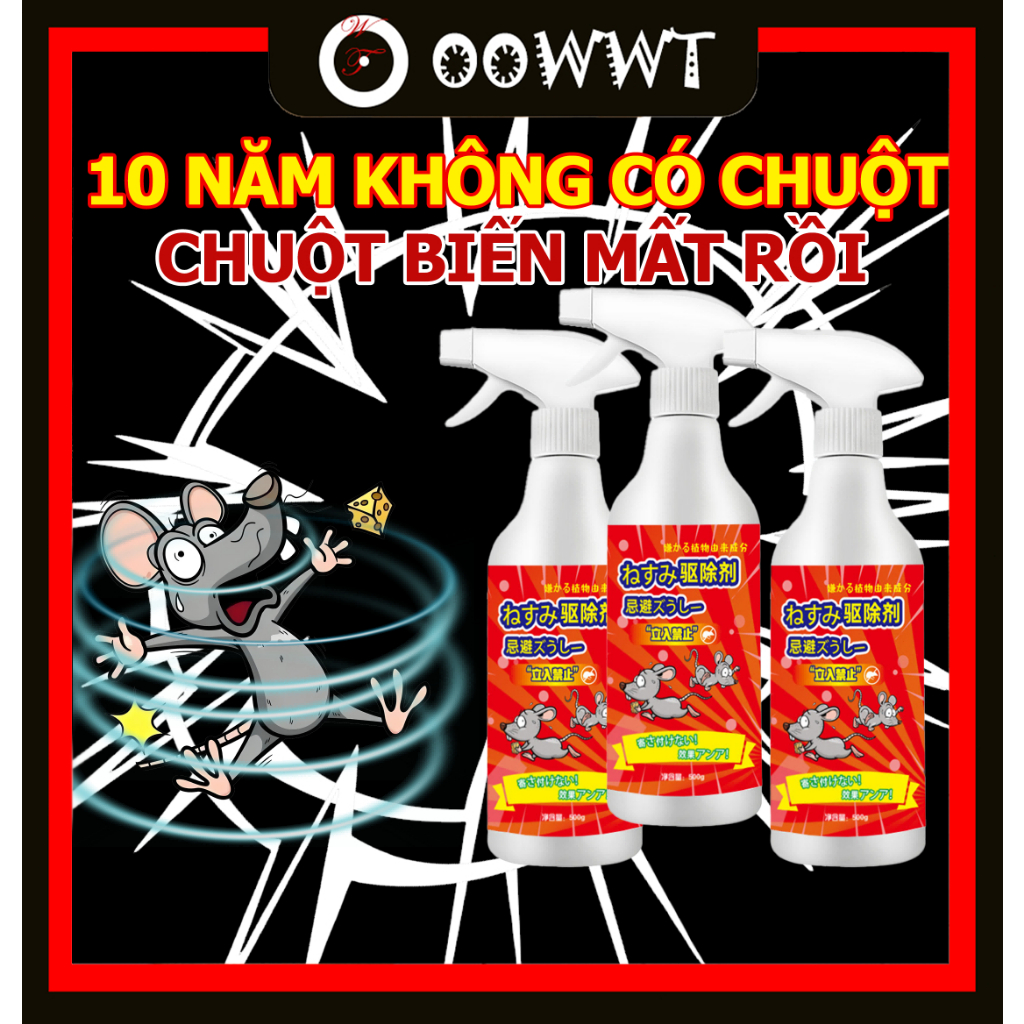 Bình Xịt Đuổi Chuột 500ml  100% chống chuột hiệu quả Công Nghệ Nhật An Toàn Hiệu Quả Tức Thời Cho Nhà Ở Và Cửa Hàng