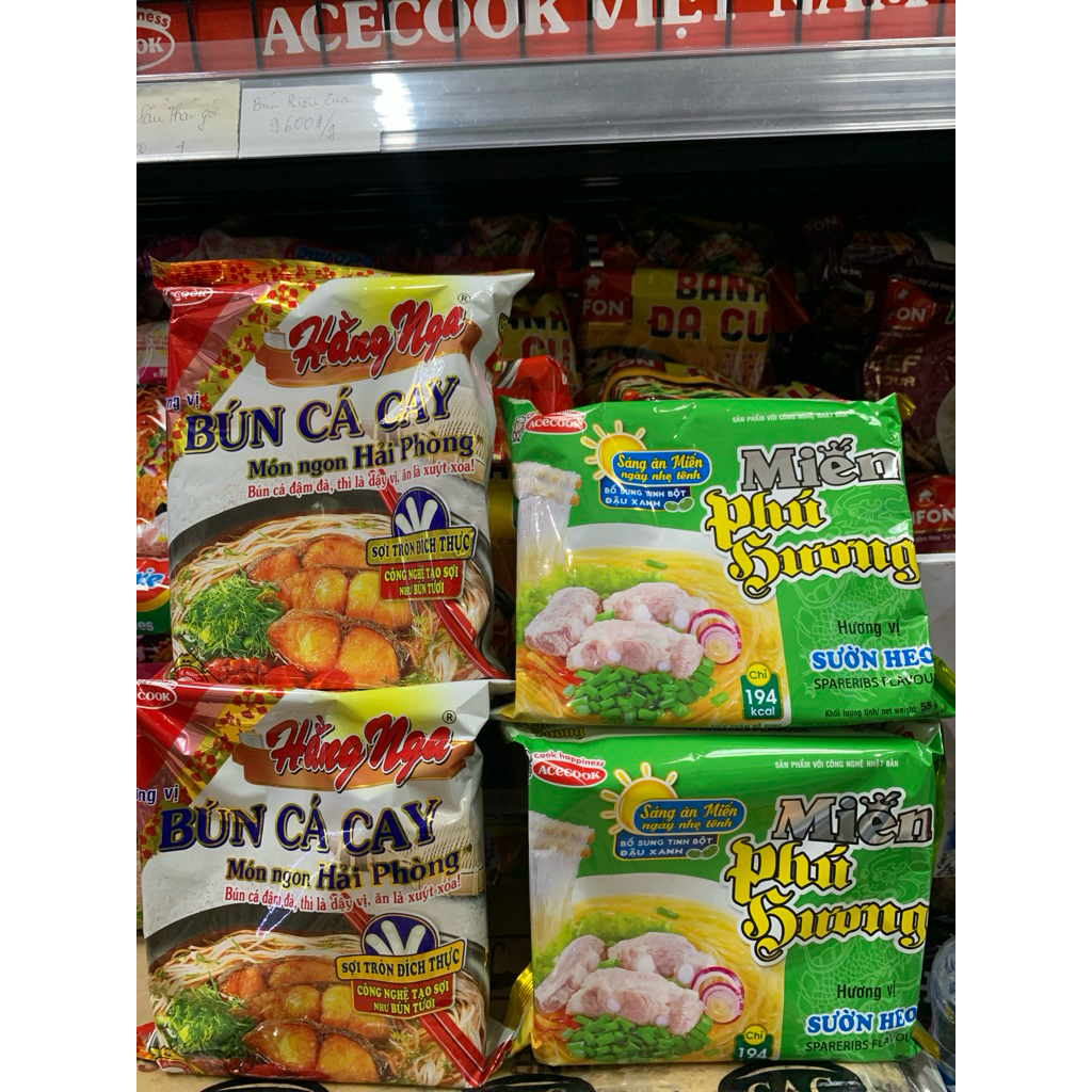 Combo 10 gói Miến Phú Hương/ Bún Cá Cay/ Phở Bò/ Phở Gà Acecook