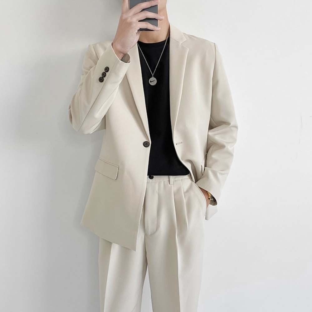 Áo blazer nam Veratino áo vest 2 lớp form rộng, có độn vai phong cách hàn quốc